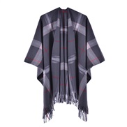 (130*150CM)( gray)occidental style warm shawl lady spring slit tassel Stripe grid