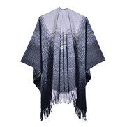 (130*150CM)( Gradual changeblack and white)occidental style warm shawl lady spring slit tassel Stripe grid