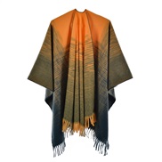 (130*150CM)( Gradual change Yellow and green)occidental style warm shawl lady spring slit tassel Stripe grid