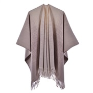 (130*150CM)( Gradual change khaki purple )occidental style warm shawl lady spring slit tassel Stripe grid