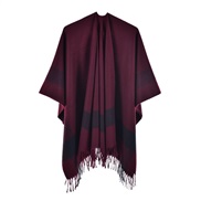 (130*150CM)( frame  Red wine)occidental style warm shawl lady spring slit tassel Stripe grid