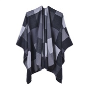 (130*150CM)( Black grey )occidental style warm shawl lady spring slit tassel Stripe grid