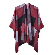 (130*150CM)(orange black  red )occidental style warm shawl lady spring slit tassel Stripe grid