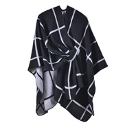 ( black)Autumn and Winter slit warm shawl occidental style classic grid belt cardigan