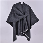 (130x150cm)( black)lady Autumn and Winter warm brief Double surface pure color slit imitate sheep velvet shawl
