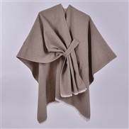 (130x150cm)( khaki)lady Autumn and Winter warm brief Double surface pure color slit imitate sheep velvet shawl
