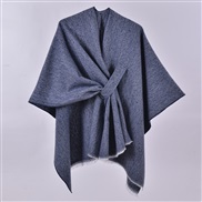 (130x150cm)( Navy blue)lady Autumn and Winter warm brief Double surface pure color slit imitate sheep velvet shawl