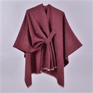 (130x150cm)( red)lady Autumn and Winter warm brief Double surface pure color slit imitate sheep velvet shawl