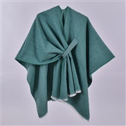 (130x150cm)( green)lady Autumn and Winter warm brief Double surface pure color slit imitate sheep velvet shawl