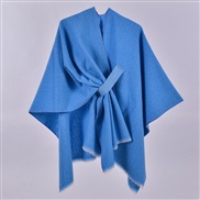 (130x150cm)( blue)lady Autumn and Winter warm brief Double surface pure color slit imitate sheep velvet shawl