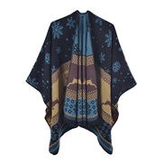 (130*150CM)( Navy blue)spring autumn lady imitate sheep velvet slit scarf shawl occidental style fashion thick warm Dou