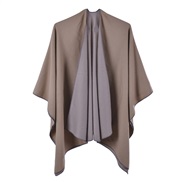 (130*150CM)( khaki)occidental style lady spring autumn warm fashion shawl Double surface imitate sheep velvet slit wind