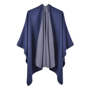 (130*150CM)( Navy blue)occidental style lady spring autumn warm fashion shawl Double surface imitate sheep velvet slit 