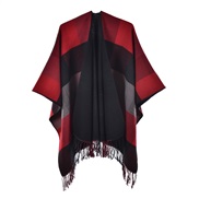 (135-175CM)( black  red )lady tassel grid shawl Nation wind Autumn and Winter new big travel thick scarf