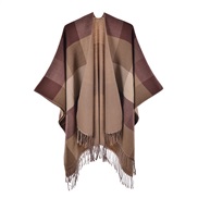 (135-175CM)( khaki purple )lady tassel grid shawl Nation wind Autumn and Winter new big travel thick scarf