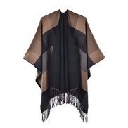 (135-175CM)( black )lady tassel grid shawl Nation wind Autumn and Winter new big travel thick scarf