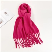 (HM   rose Red)pure color mohair scarf woman Winter all-Purpose high color Collar occidental style multicolor long shawl