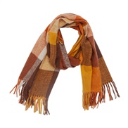 (  Yellowish brown)grid scarf autumn Winter thick tassel Collar rainbow scarf shawl