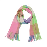 (185x60+10x2cm)(  rose Red)grid scarf autumn Winter thick tassel Collar rainbow scarf shawl
