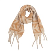 (185x40+15x2cm)(   khaki) style shawl occidental style autumn Winter thick circle circle tassel leaves scarf