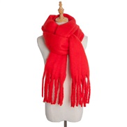 ( red)occidental style autumn Winter woman shawl long tassel color thick pure color scarf