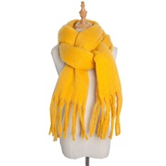 (215cm)( yellow)occidental style autumn Winter woman shawl long tassel color thick pure color scarf
