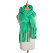 (215cm)( green)occidental style autumn Winter woman shawl long tassel color thick pure color scarf
