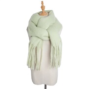 (215cm)( green)occidental style autumn Winter woman shawl long tassel color thick pure color scarf