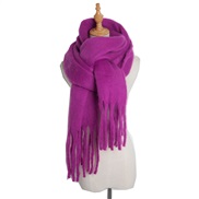 (215cm)( purple  red )occidental style autumn Winter woman shawl long tassel color thick pure color scarf