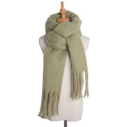 (215cm)( Army green)occidental style autumn Winter woman shawl long tassel color thick pure color scarf