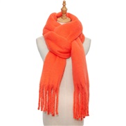 (215cm)( red)occidental style autumn Winter woman shawl long tassel color thick pure color scarf