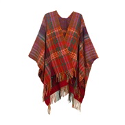 (155cm)(  red)belt sleeves sleeves shawl occidental style spring autumn Winter travel ethnic style tassel slit shawl
