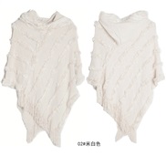(60-80cm)(   rice white)cloak occidental style autumn Winter shawl woman pure color hooded sweater knitting hedging sha