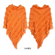 (60-80cm)(  orange)cloak occidental style autumn Winter shawl woman pure color hooded sweater knitting hedging shawl