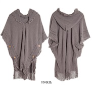 (80-100cm)(   gray) style shawl occidental style spring autumn Winter large size sweaters buttons hooded shawl