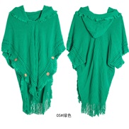 (80-100cm)(   green) style shawl occidental style spring autumn Winter large size sweaters buttons hooded shawl