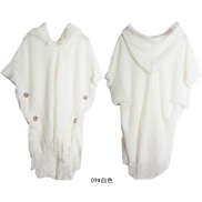 (80-100cm)(   white) style shawl occidental style spring autumn Winter large size sweaters buttons hooded shawl