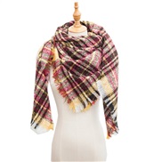(SJ    yellow) head occidental style shawl Collar autumn Winter big grid triangle scarf