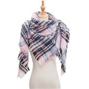 (135CM)(SJ    Pink) head occidental style shawl Collar autumn Winter big grid triangle scarf