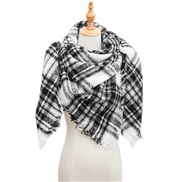 (135CM)(SJ   black and white) head occidental style shawl Collar autumn Winter big grid triangle scarf