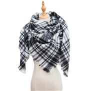 (135CM)(SJ    Black grey ) head occidental style shawl Collar autumn Winter big grid triangle scarf