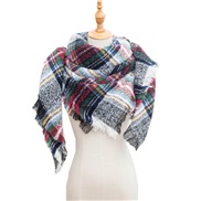 (135CM)(SJ    while ) head occidental style shawl Collar autumn Winter big grid triangle scarf