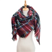 (135CM)(SJ   red and green) head occidental style shawl Collar autumn Winter big grid triangle scarf