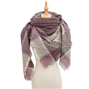 (135CM)(SJ  purple) head occidental style shawl Collar autumn Winter big grid triangle scarf