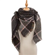 (135CM)(SJ   black) head occidental style shawl Collar autumn Winter big grid triangle scarf