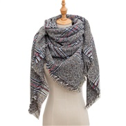(135CM)(SJ   Army green) head occidental style shawl Collar autumn Winter big grid triangle scarf