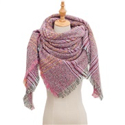 (135CM)(SJ   rose Red) head occidental style shawl Collar autumn Winter big grid triangle scarf
