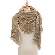 (135CM)(SJ    yellow) head occidental style shawl Collar autumn Winter big grid triangle scarf