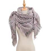 (135CM)(SJ   Pink) head occidental style shawl Collar autumn Winter big grid triangle scarf