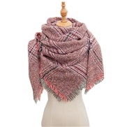 (135CM)(SJ   hide powder ) head occidental style shawl Collar autumn Winter big grid triangle scarf